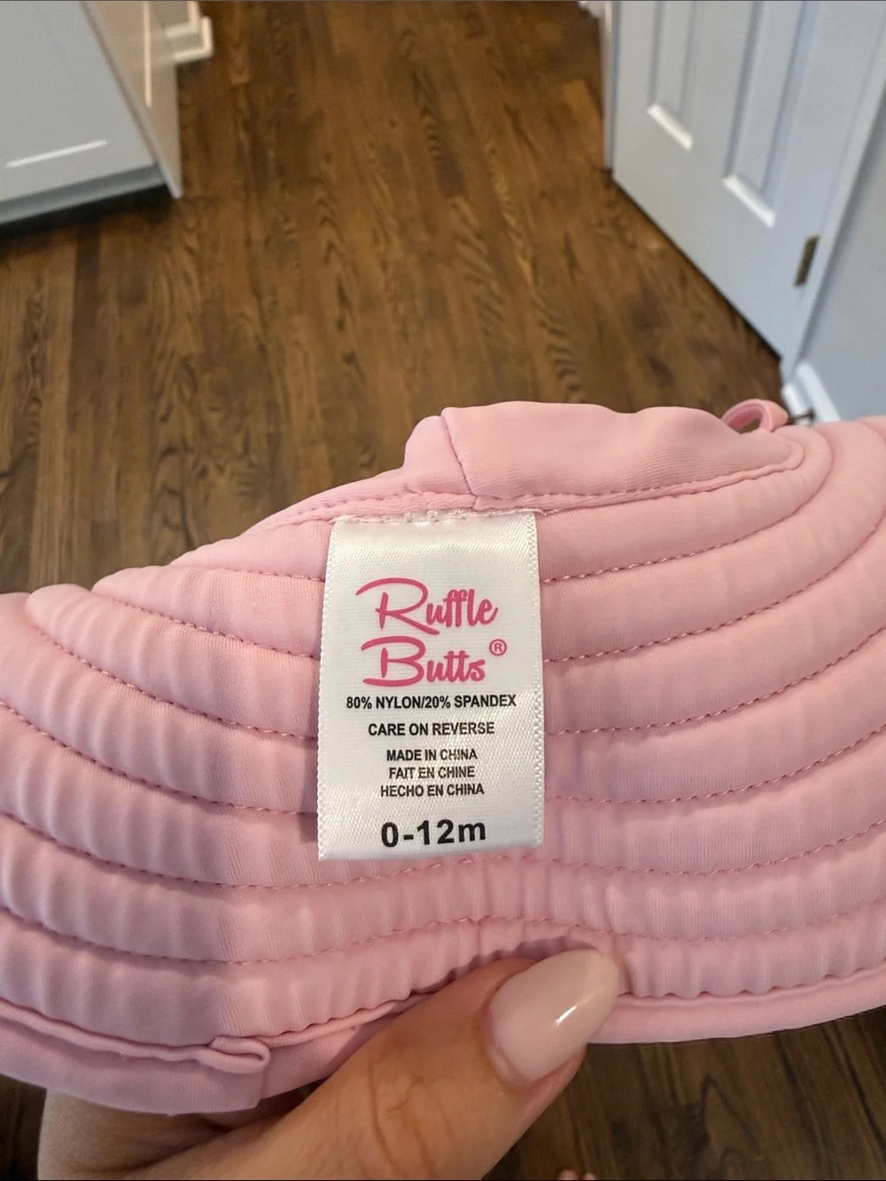 Ruffle Butts Light Pink Quilted Baby Sun Hat with Chin Tie